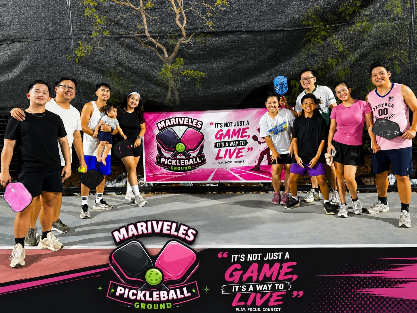 Mariveles Pickleball Ground players and banner